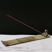 Fisherman Incense Burner with Ash Catcher and Stand - Bamboo Raft