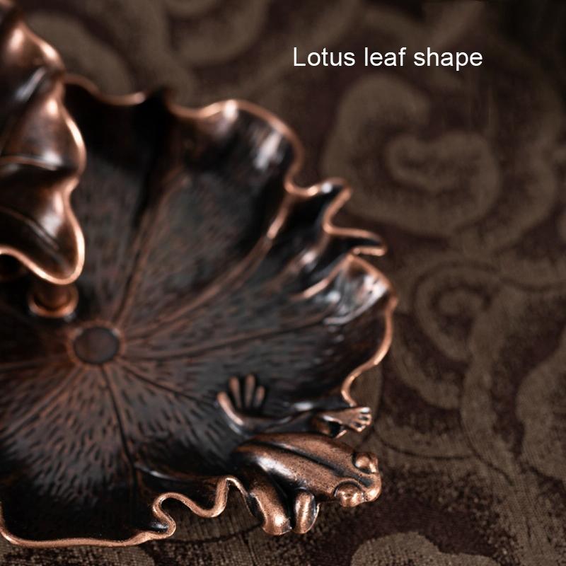 Bronze Lotus Leaf Inverted Incense Burner - Antique Indoor - Bronze Colour