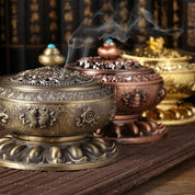 Medium Eight Treasure Incense Burner Decoration - Perfect for Home - Pale Red