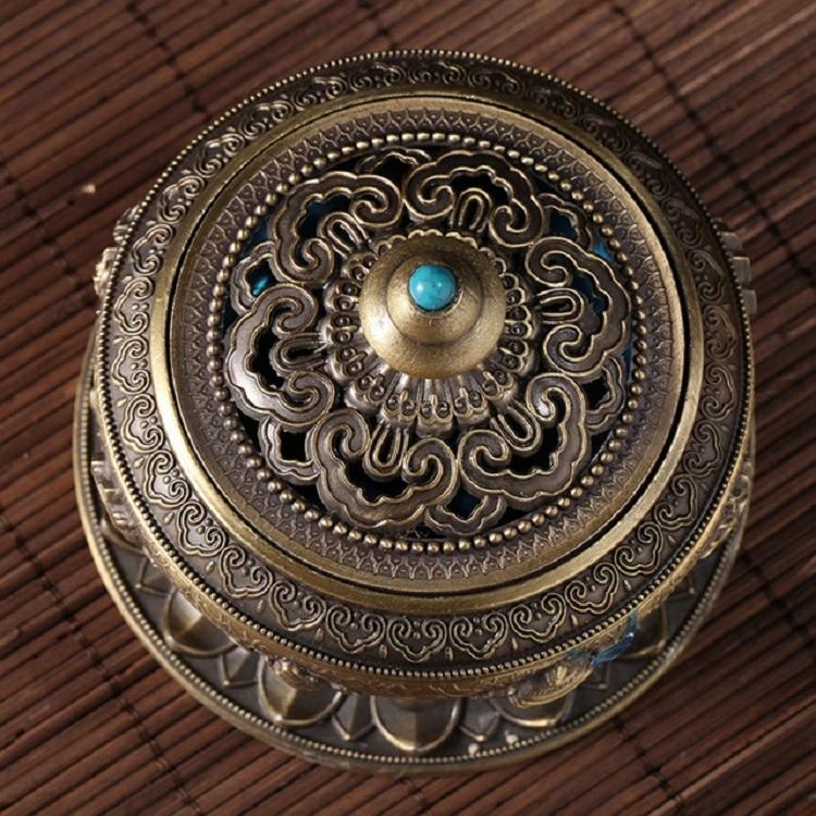 Medium Eight Treasure Incense Burner Decoration - Perfect for Home - Bronze