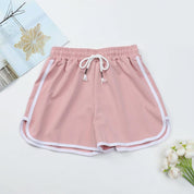 High Waist Straight Yoga Shorts Women Casual Loose Outerwear Size L - Light Pink - L
