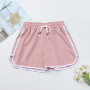 High Waist Straight Yoga Shorts Women Casual Loose Outerwear Size L - Light Pink - L