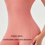 Quick Drying Women Square Neck Yoga Jumpsuit Size L - Rose Pink - L