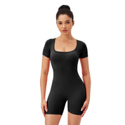 Quick Drying Women Square Neck Yoga Jumpsuit Size L - Rose Pink - L