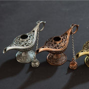 Metal Aladdin Magic Lamp Aromatherapy Home Decor Gift - Bronze