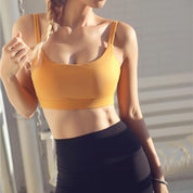 Black Double Shoulder Belt Yoga Vest Size L - Mustard Green L