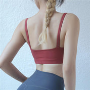 Black Double Shoulder Belt Yoga Vest Size L - Rust Red M