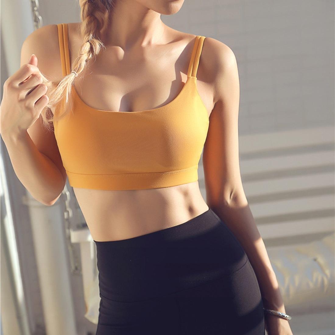 Black Double Shoulder Belt Yoga Vest Size L - Rust Red M