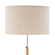 165cm Adjustable Bamboo Tripod Floor Lamp Light with Linen Shade & Built-In Table