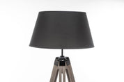 LARGE TRIPOD FLOOR LAMP Linen Shade Modern Light Retro Vintage Wooden