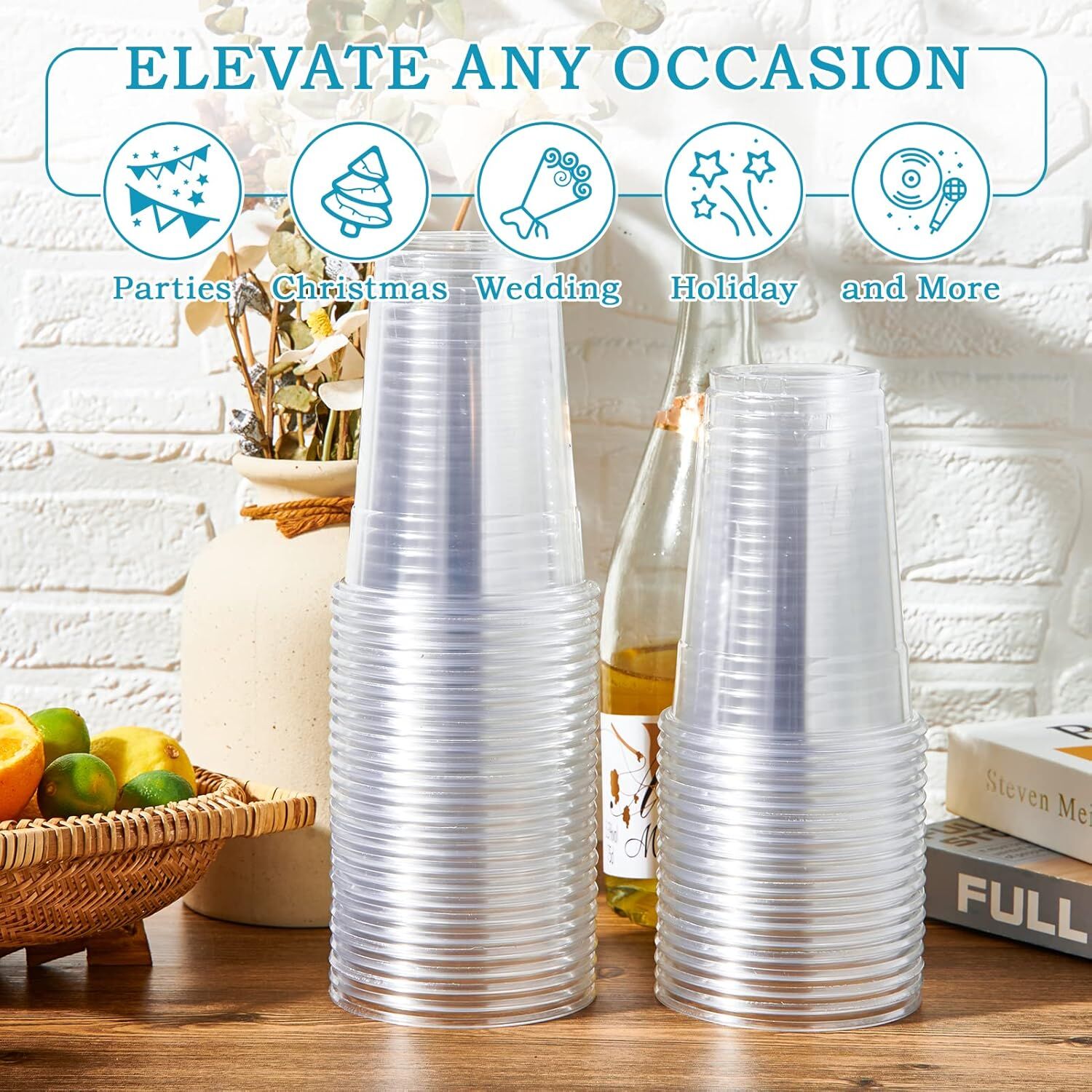 540x 16oz (480ml) Premium Plastic Clear Cups Extra Strong PET BPA Free