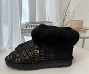 Womens Australian Sheepskin Wool Fur Mini UGG Ankle Boots in Black - 5