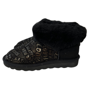 Womens Australian Sheepskin Wool Fur Mini UGG Ankle Boots in Black - 7