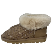 Womens Australian Sheepskin Wool Fur Mini UGG Ankle Boots in Sand - 7