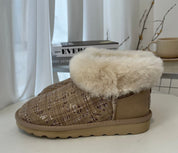 Womens Australian Sheepskin Wool Fur Mini UGG Ankle Boots in Sand - 8