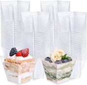 360x Premium Plastic Square Dessert Cups BPA Free Extra Strong Bulk - Clear