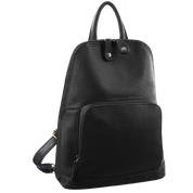 Milleni Womens Twin Zip Backpack Nappa Italian Leather Travel Bag - Black