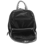 Milleni Womens Bag Italian Leather Soft Nappa Leather Backpack Travel - Black/Chestnut