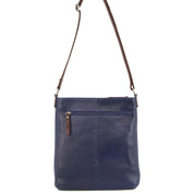 Milleni Womens Italian Leather Bag Soft Nappa Leather Cross-Body Travel - Indigo/Chestnut