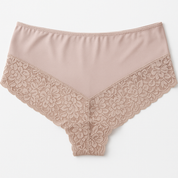 Womens Lace Boyshort Boyleg Full Briefs Underwear Undies in Beige - 10