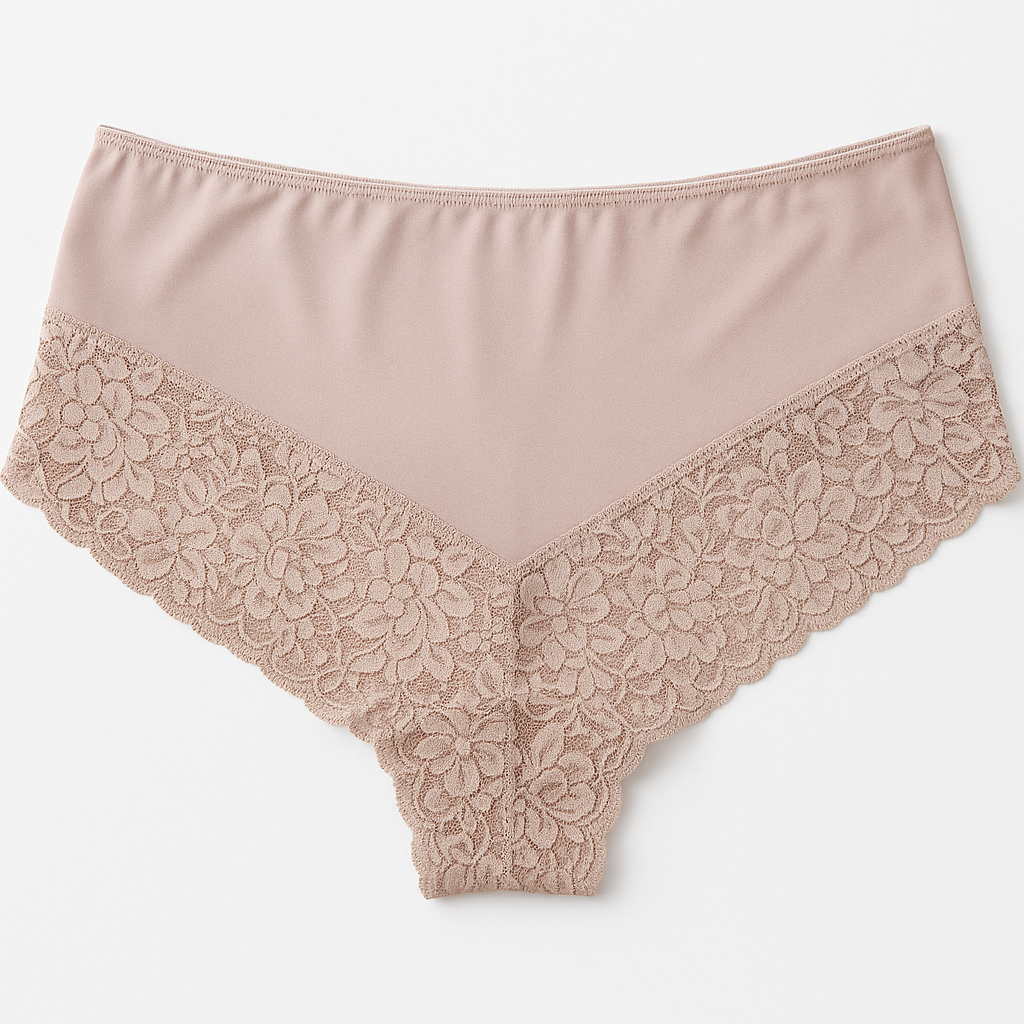 Womens Lace Boyshort Boyleg Full Briefs Underwear Undies in Beige - 12