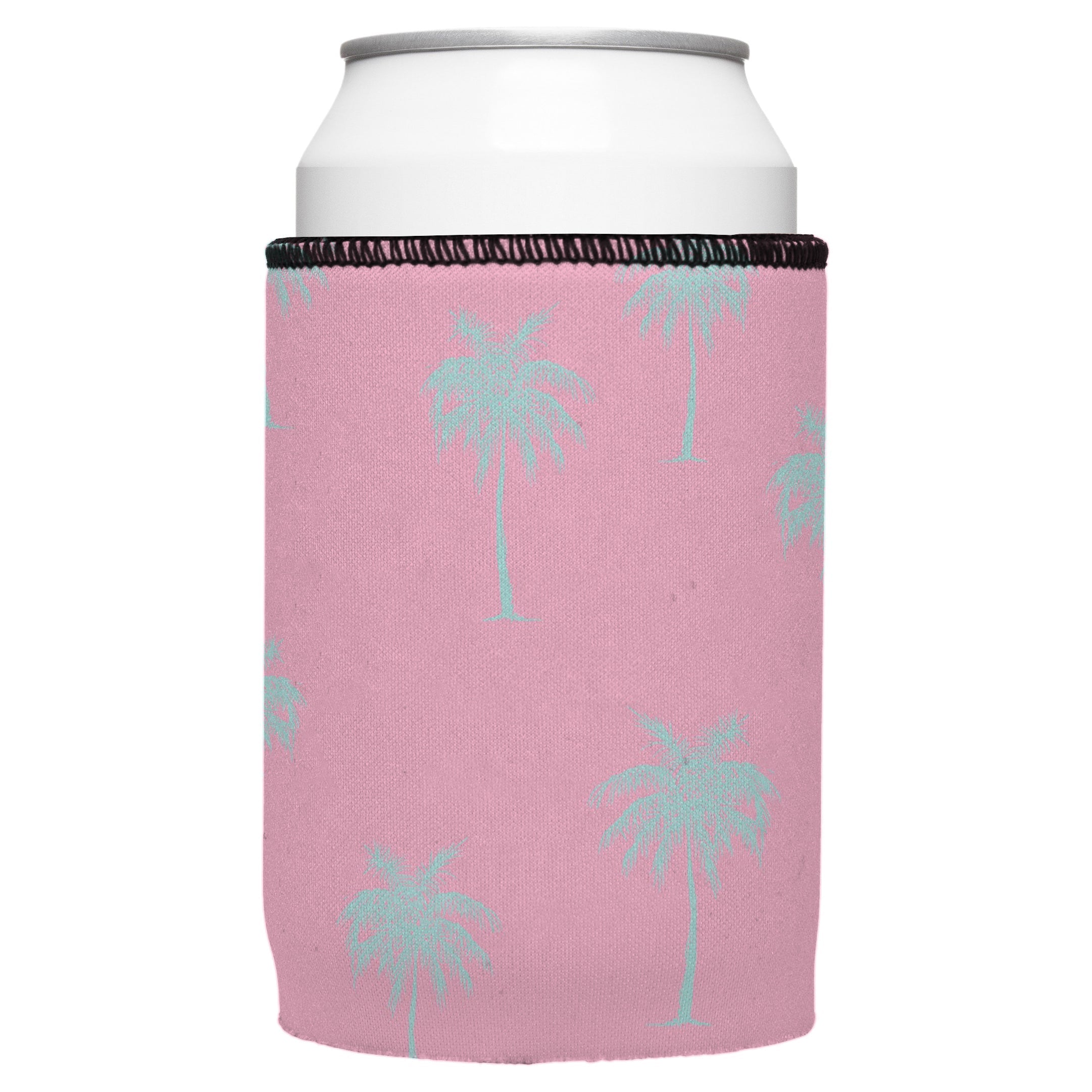 Palm Trees Aqua Pink Stubby Cooler 2-Pack - Standard