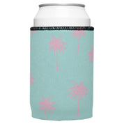 Palm Trees Pink Aqua Stubby Cooler - Standard