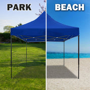 3x3m Pop Up Gazebo Outdoor Tent Folding Marquee Party Camping Market Canopy w/ Side Wall - blue