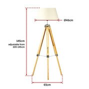 Modern Floor Lamp Wood Tripod Home Bedroom Reading Light 145cm