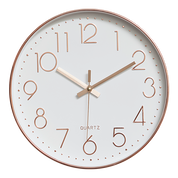 Modern Wall Clock Silent Non-Ticking Quartz Battery Operated Rose Gold