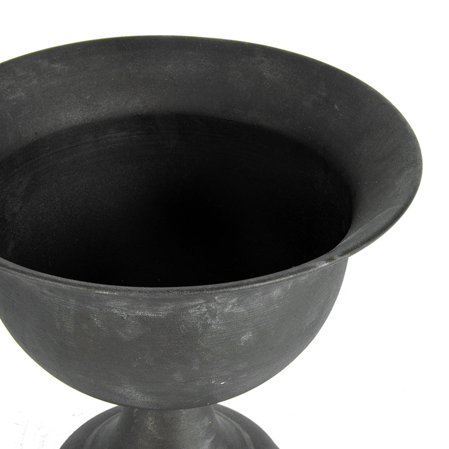 Baroque Brushed Black Footed Urn 20x18cm