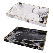 Set 2 Marble Patterned Rectangular Trays 48cm