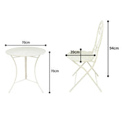 Bordeaux 3pc Setting Round Table + 2 Chairs