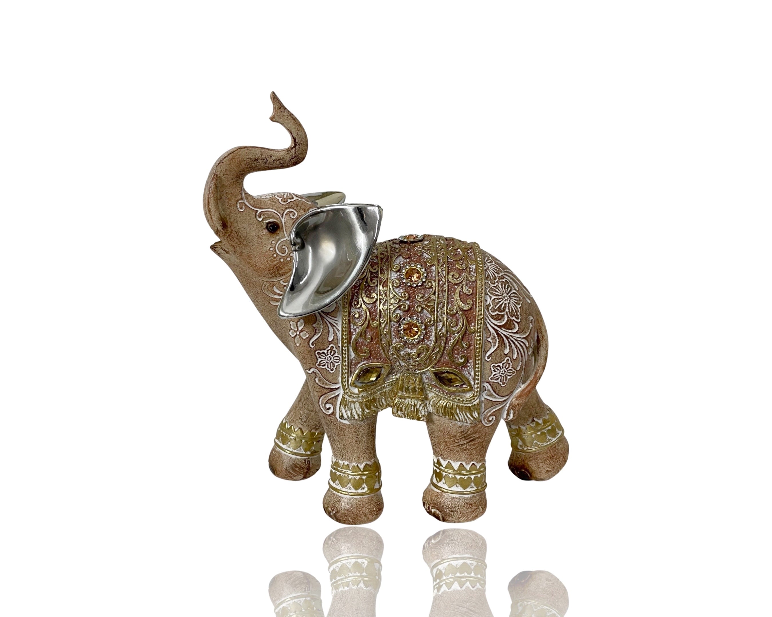 Polyresln Mehndi Design Elephant Ornament 17x19cm
