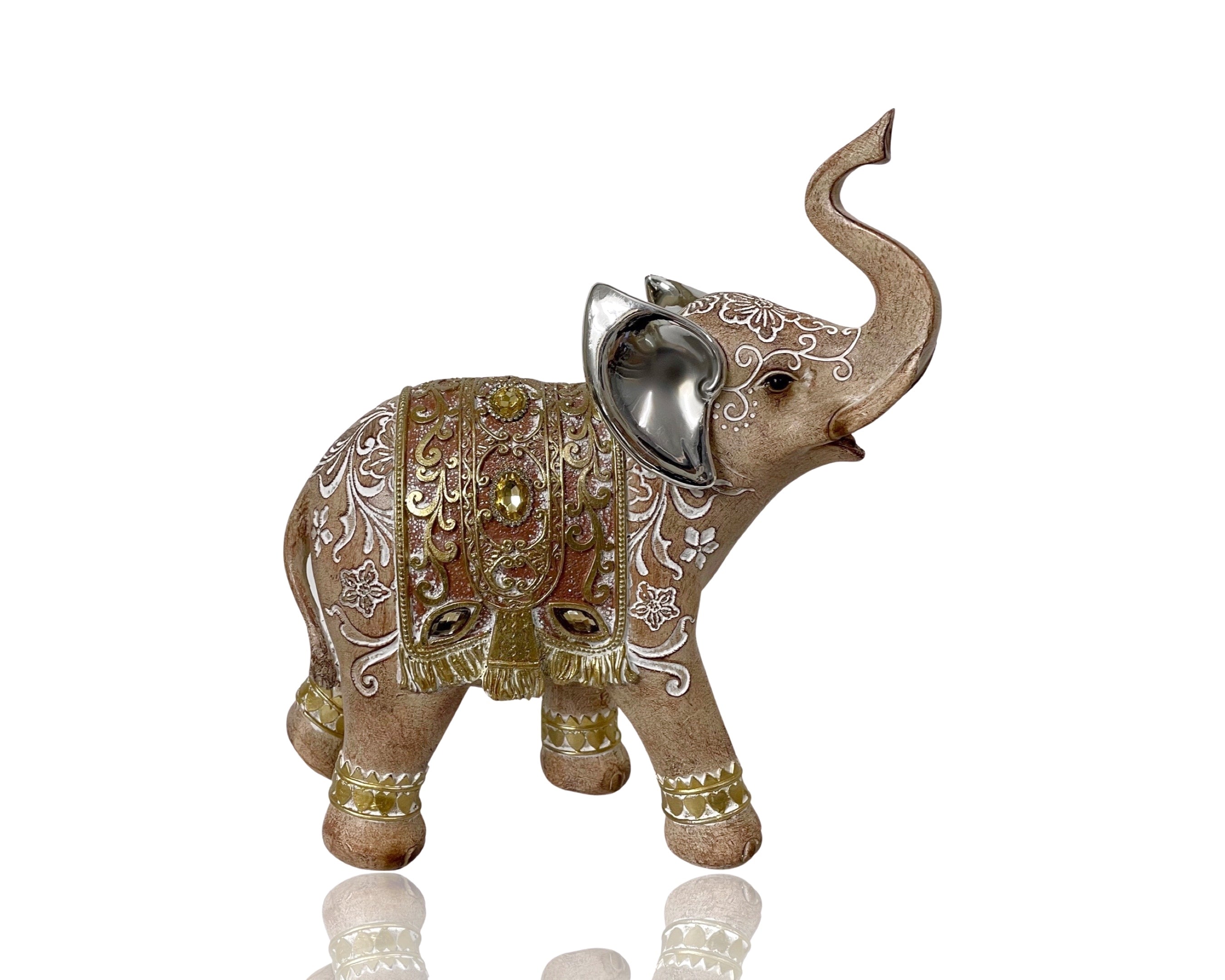 Polyresln Mehndi Design Elephant Ornament 23cm