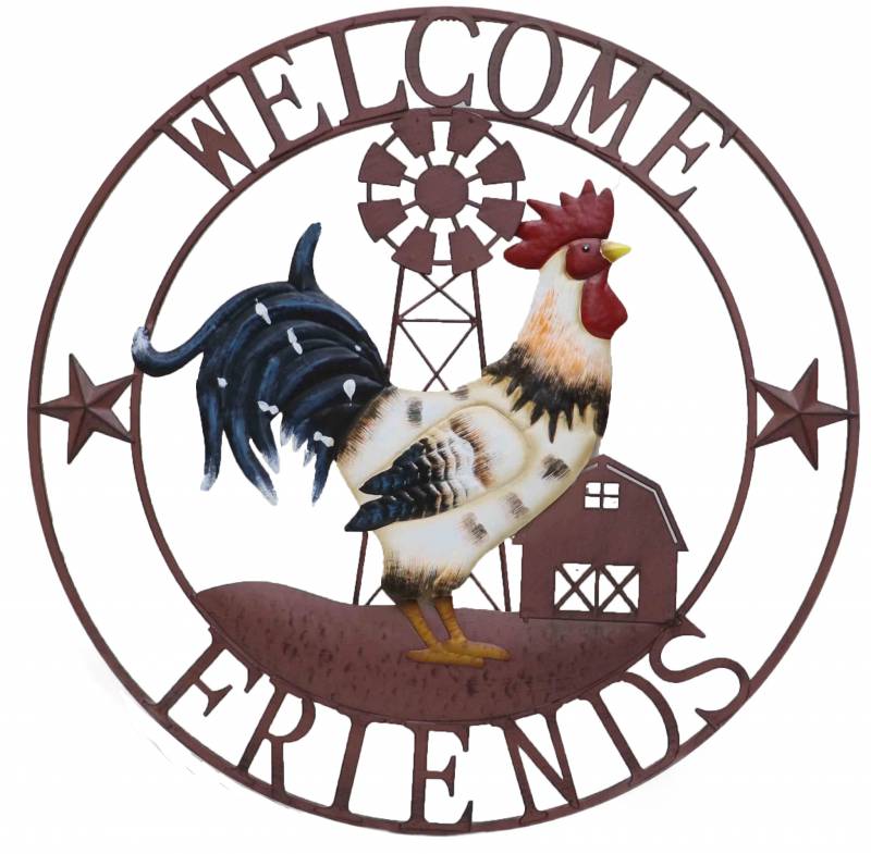 Farm Rooster Metal Wall Art 56x56cm