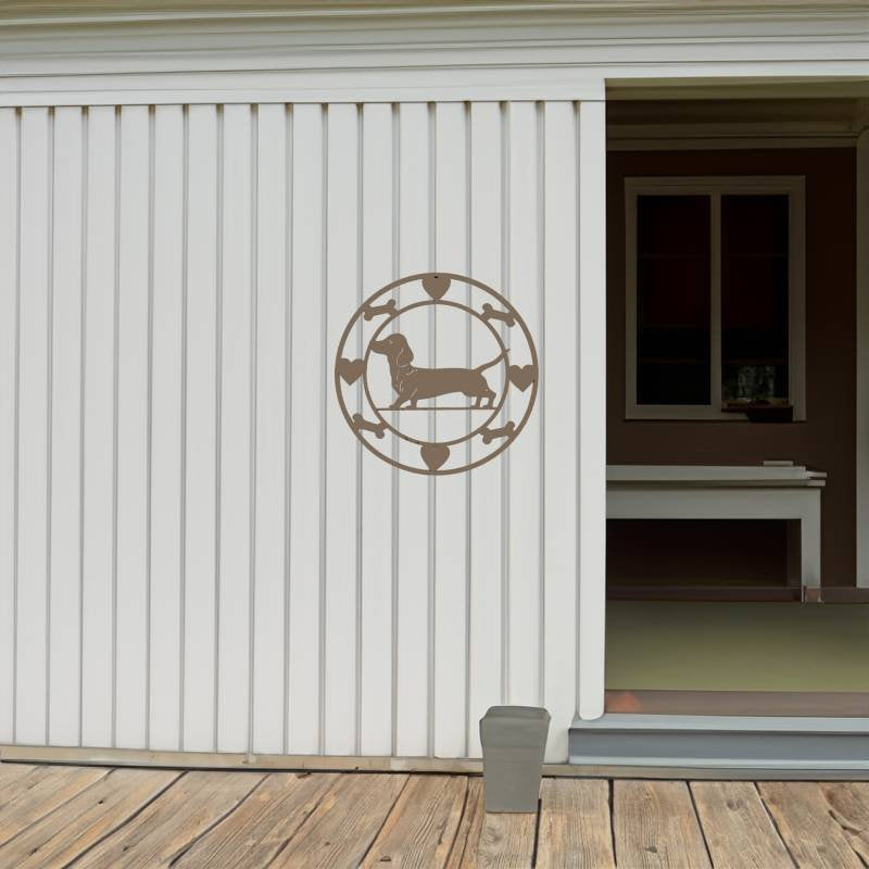 Round Dachshund Metal Wall Art 40cm