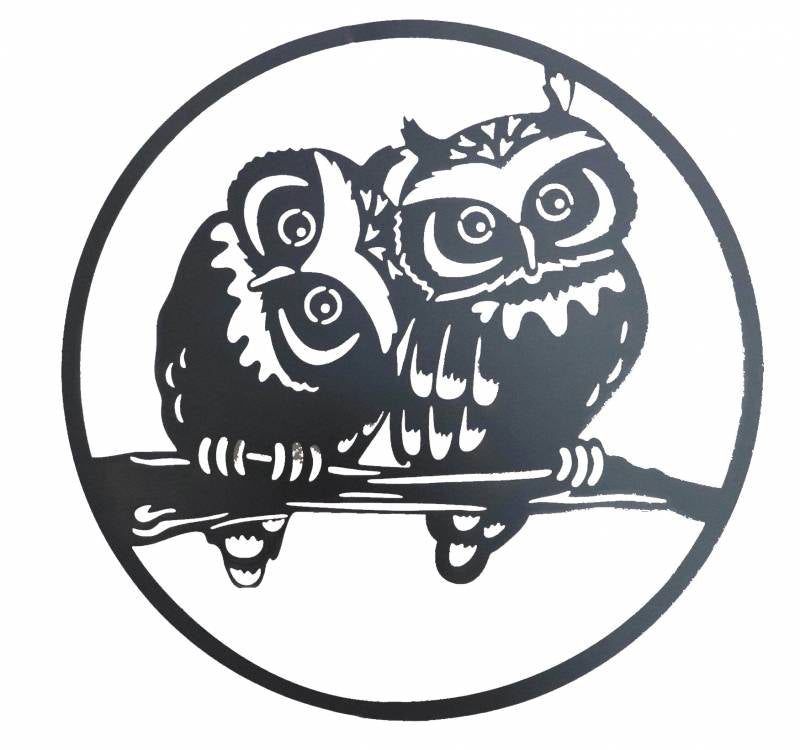 Round Owl Metal Wall Art 60cm