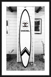 Large Designer Surfboard Framed Artwork 80x120cm