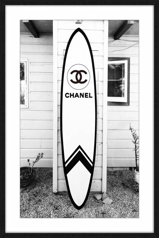 Large Designer Surfboard Framed Artwork 80x120cm