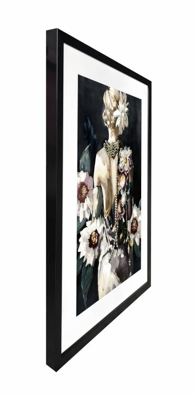 Flower Lady Artwork Framed W Glass Front 60x80cm