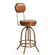 INDUSTRIAL WIND UP BAR CHAIR WITH LEATHER