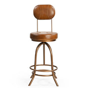INDUSTRIAL WIND UP BAR CHAIR WITH LEATHER