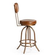 INDUSTRIAL WIND UP BAR CHAIR WITH LEATHER