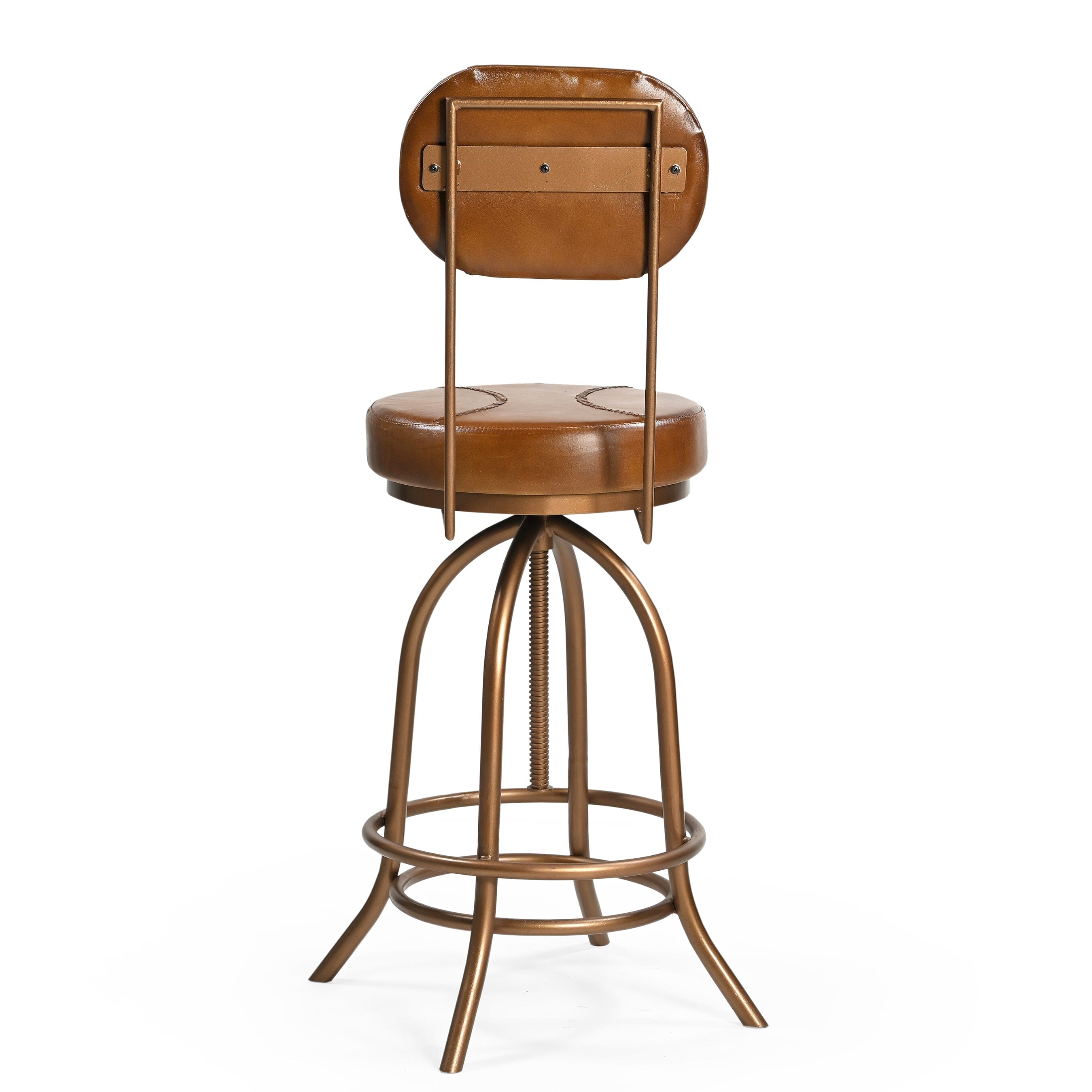 INDUSTRIAL WIND UP BAR CHAIR WITH LEATHER