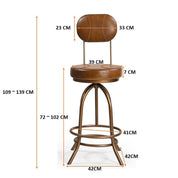 INDUSTRIAL WIND UP BAR CHAIR WITH LEATHER