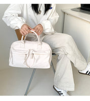 Grey Casual Nylon Tote Bag - Lightweight Korean-Style Crossbody Bag, Large Capacity