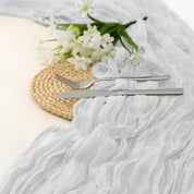 White Bohemian Gauze Table Runner 2-Pack - Polyester Fabric for Party and Birthday Table Decor