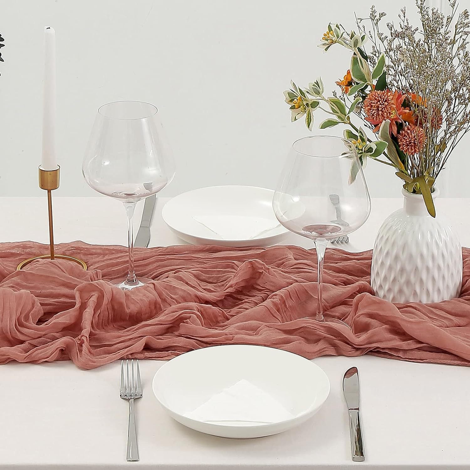 Pink Bohemian Gauze Table Runner 2-Pack - Polyester Fabric for Party and Birthday Table Decor