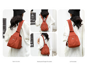 Orange Versatile Women's Convertible Mini Backpack & Sling Bag - Stylish Anti-Theft Oxford Cloth Daypack, Fits 9.7in iPad